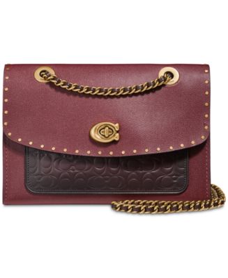 COACH Parker Shoulder Bag in Signature Leather with Rivets - Macy's