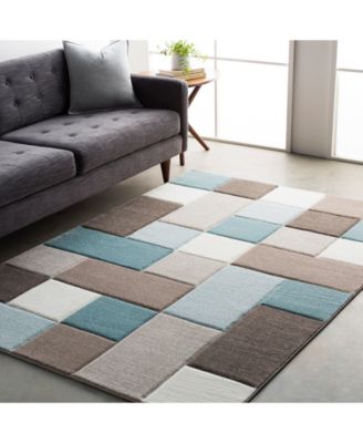 Santa Monica SAC-2300 Aqua 2'7" x 7'6" Runner Area Rug