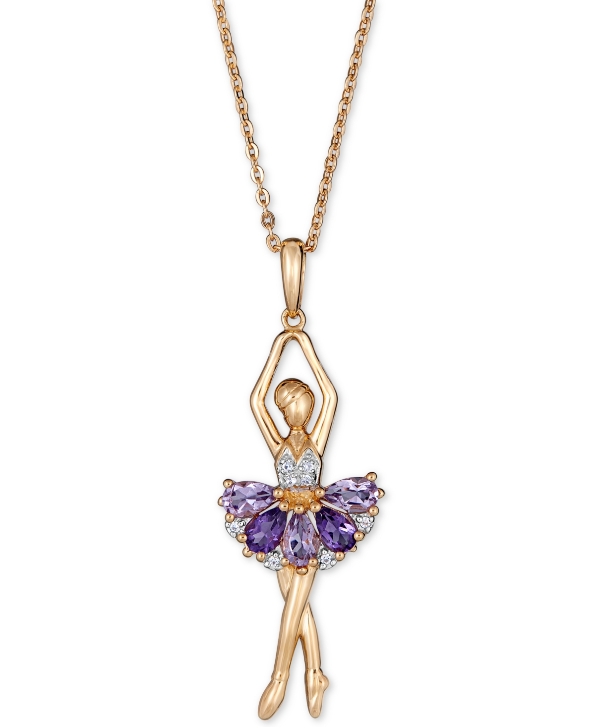 Multi-Gemstone Ballerina 18" Pendant Necklace (1-5/8 ct. t.w.) in 14k Gold-Plated Sterling Silver - Amethyst