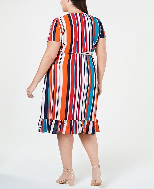 Love Squared Trendy Plus Striped Side Tie Dress 2X