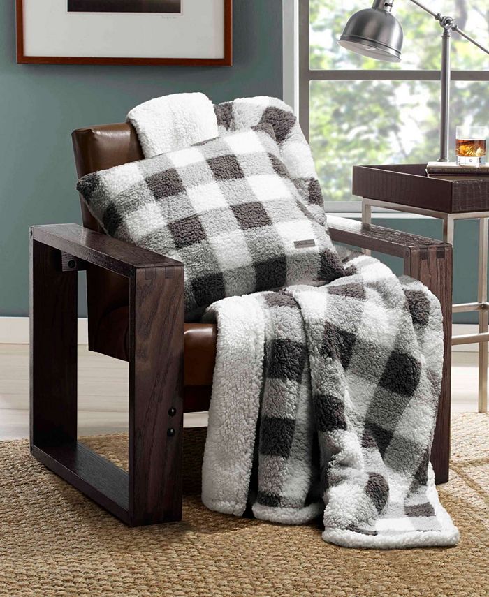 Eddie Bauer Snowfield Buffalo Check Sherpa Pillow Macy's