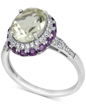 image of Prasiolite (4-1/2 ct. t.w.), Amethyst (1-1/2 ct. t.w.) and White Topaz (1/4 ct. t.w.) Ring in Sterling Silver