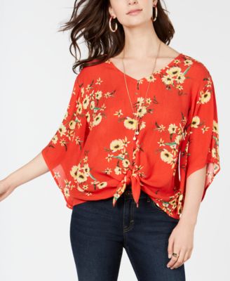 Style & Co - Printed Tie-Front Top