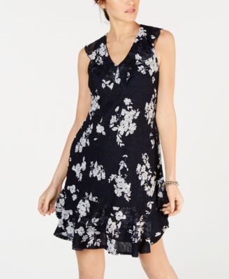 Robbie Bee Petite Printed Ruffled A-Line Dress - Macy's