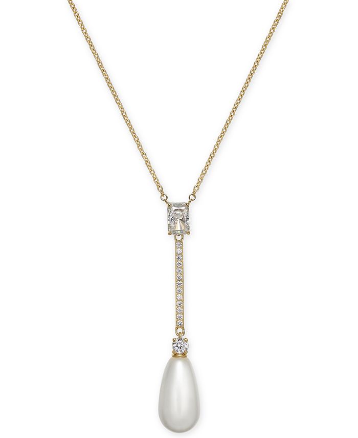 Eliot Danori Crystal & Imitation Pearl Lariat Necklace, 16