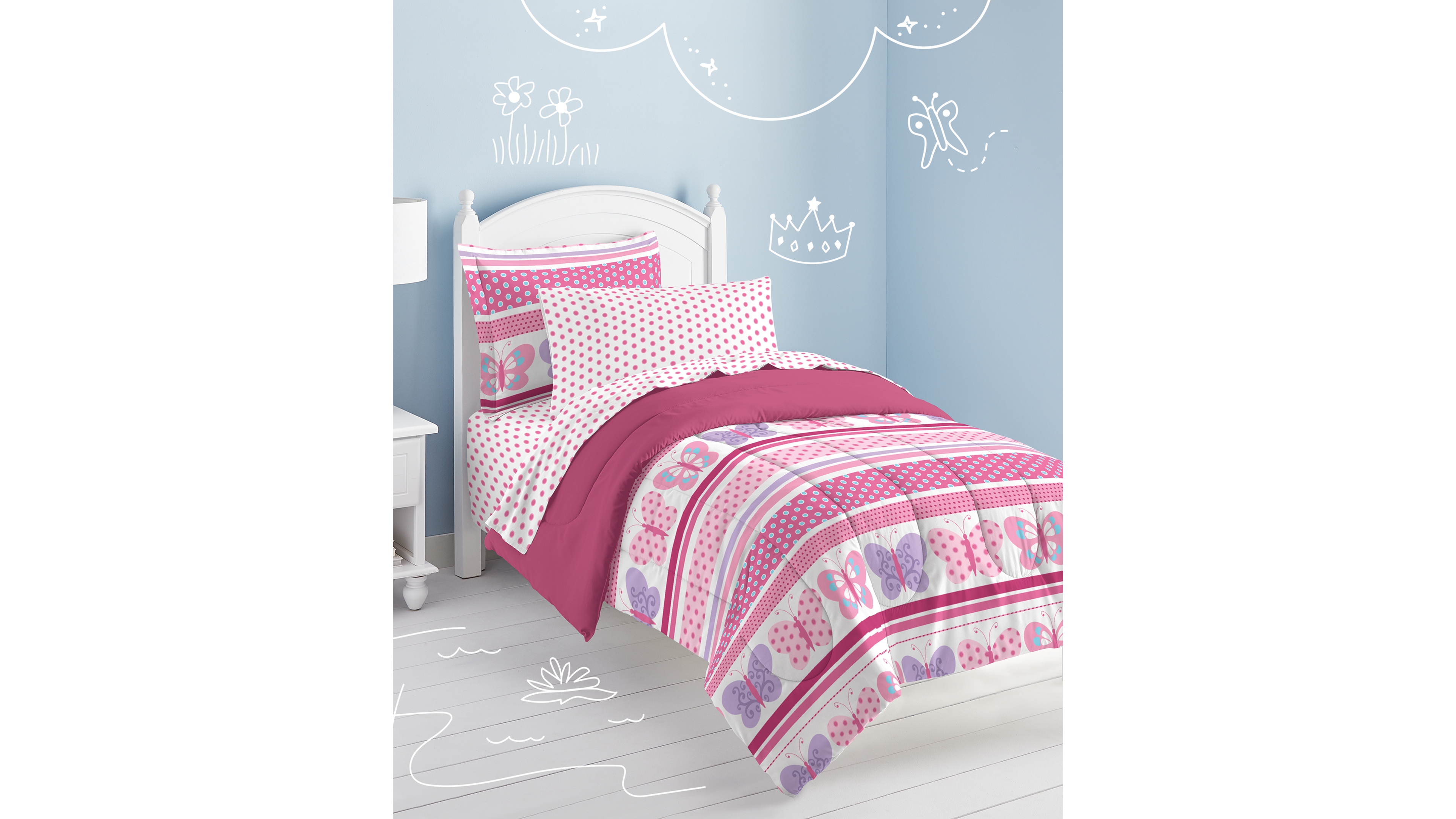 Dream Factory Butterfly Dots Twin Comforter Set