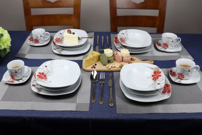 Porcelain 20 Piece Square Dinnerware Set Service for 4