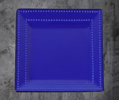 16 Piece Square Beaded Stoneware Dinnerware set, Service for 4