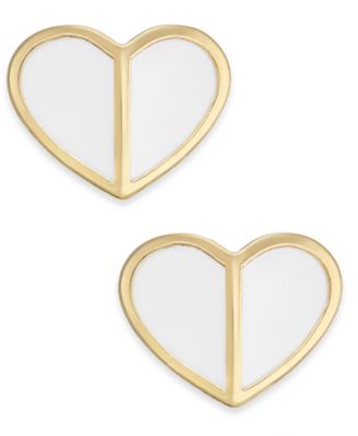  Gold-Tone Heart Stud Earrings 
