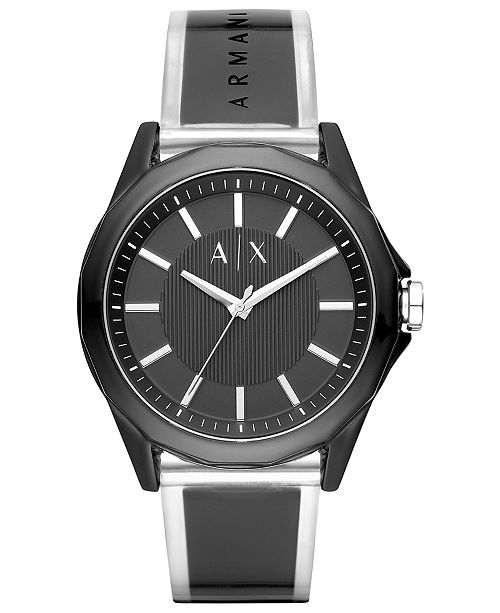 A X Armani Exchange Men S Drexler Black Polyurethane Strap Watch 44mm Reviews Watches Jewelry Watches Macy S