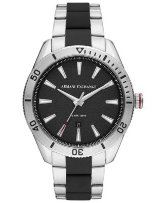 armani exchange black stainless steel bracelet watch