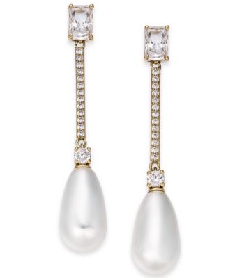Eliot Danori Crystal & Imitation Pearl Linear Drop Earrings, Created ...