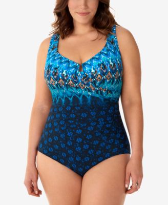 macys plus size swim dress