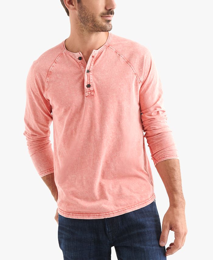 Mens pink henley on sale