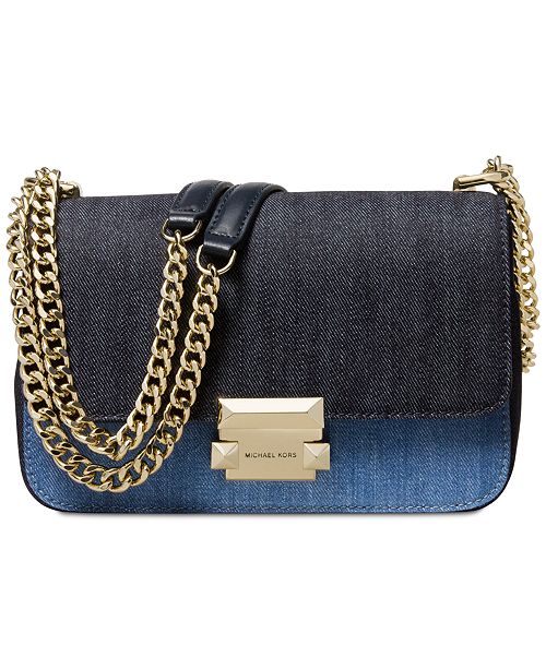 Michael Kors Sloan Denim Chain Small Shoulder Bag, Created for Macy&#39;s & Reviews - Handbags ...