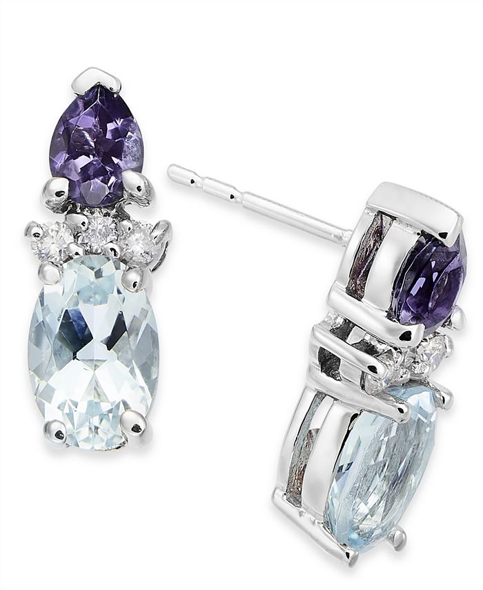 Macy's Multi-Gemstone (1-1/10 ct. t.w.) & Diamond Accent Drop Earrings ...