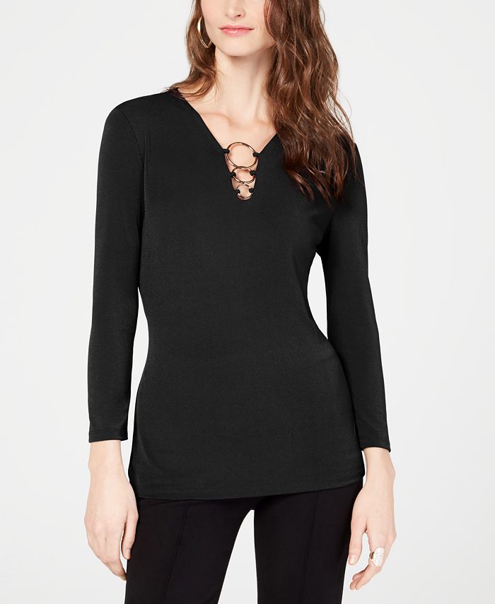 INC International Concepts INC O-Ring V-Neck Top, Created for Macy's ...