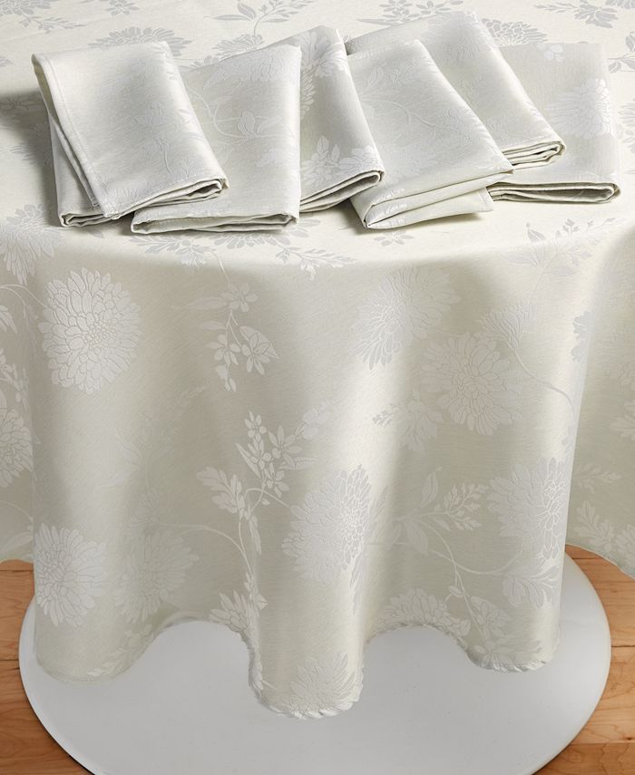 Homewear Spring Jubilee Taupe 70" Round Dining Set with 6 Napkins Macy's