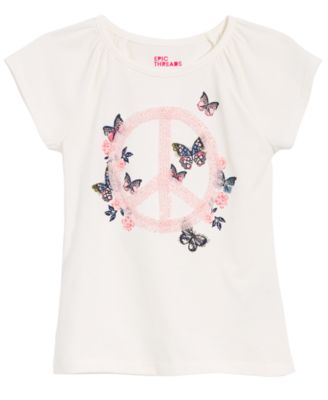 Epic Threads - Little Girls Peace Sign Butterfly T-Shirt