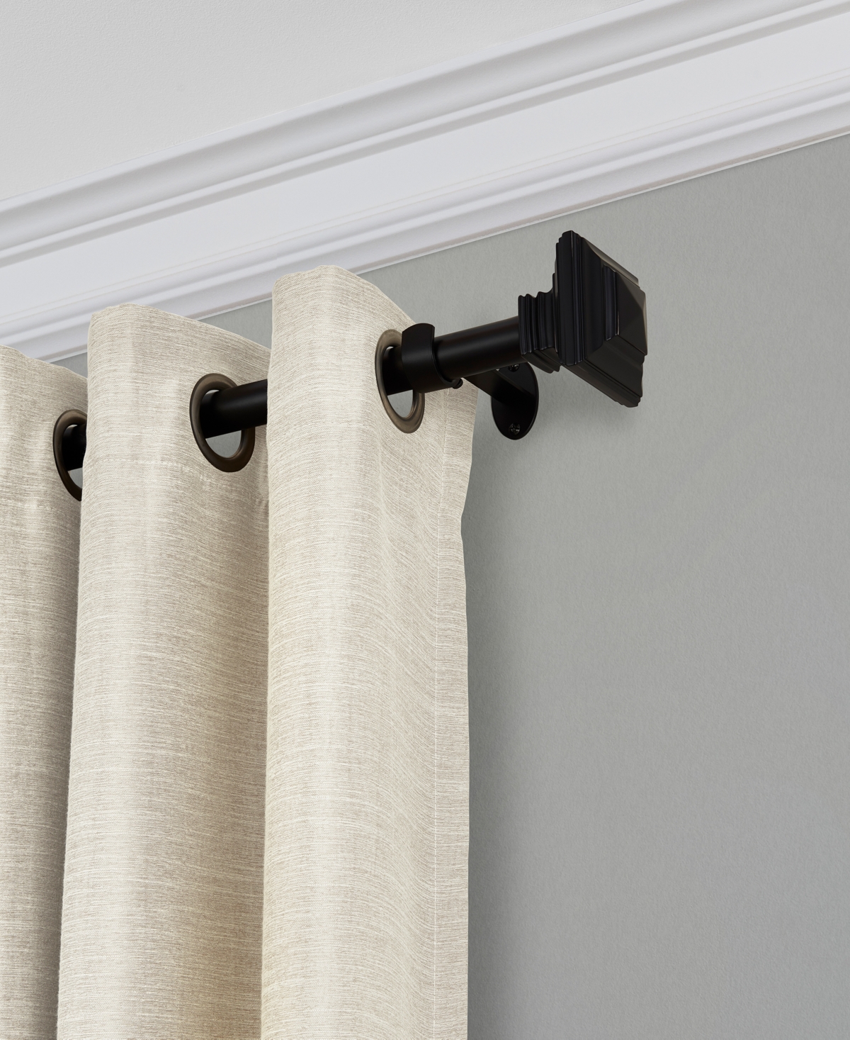 Florence Adjustable 28"-48" Curtain Rod With Stacked Square Finials