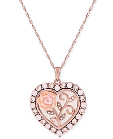 Mother of Pearl (16mm) Rose Cameo 18" Necklace in 18k Rose Gold over Sterling Silver