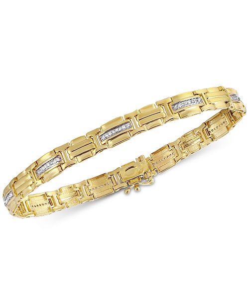 Macy's Men's Diamond (3/8 ct. t.w.) Bracelet in 10k Gold & Reviews