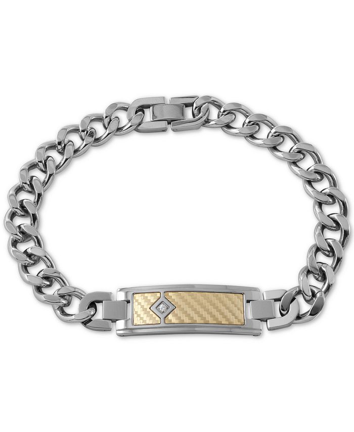 White gold top id bracelet mens