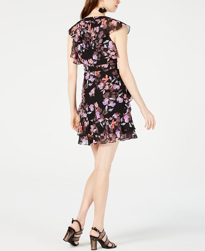 Bar III Floral-Print Ruffled Dress, Created for Macy's - Macy's