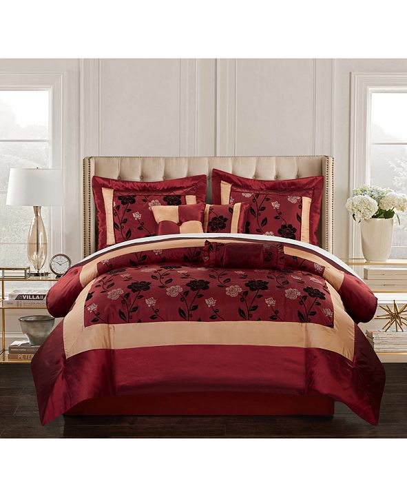 Nanshing Angela 7Piece Comforter Set, Red, California King & Reviews
