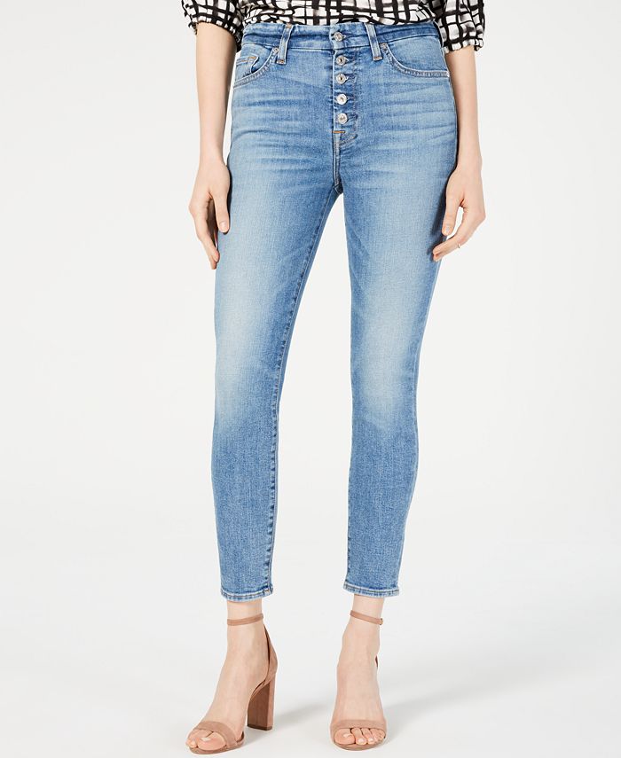 7 For All Mankind High-Waist Button-Fly Ankle Skinny Jeans - Macy's