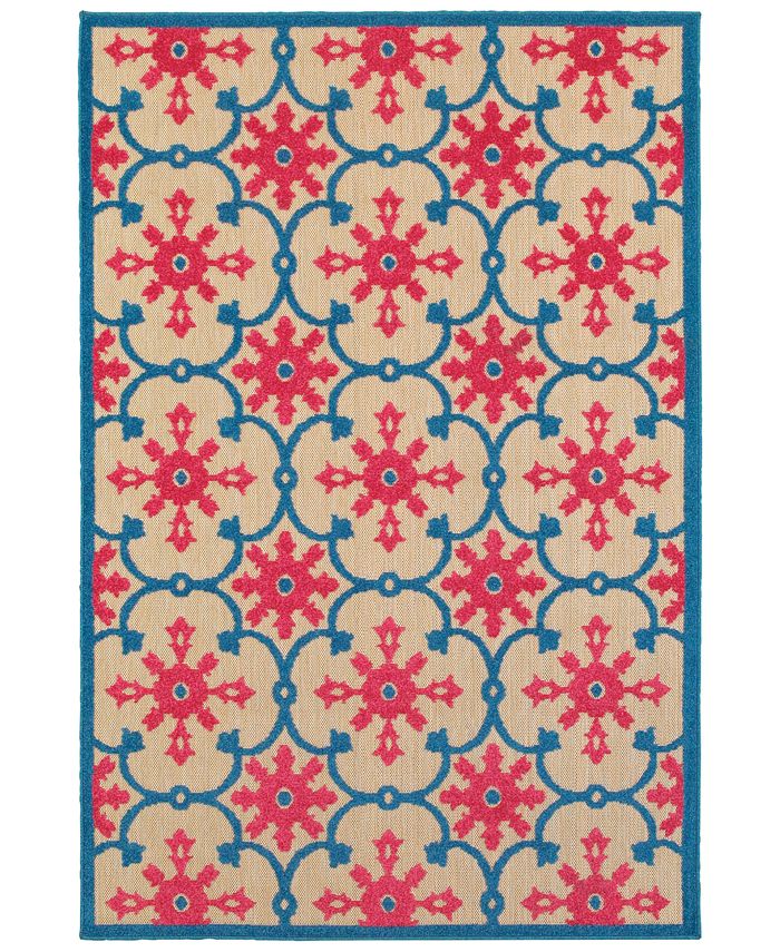 Oriental Weavers - Cayman 190L9 Sand/Pink 6'7" x 9'6" Indoor/Outdoor Area Rug