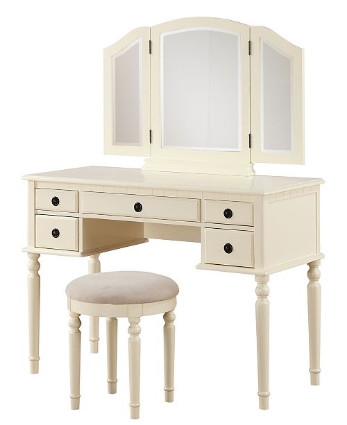 Linon Home Decor Brea Vanity Set With Bench And Mirror Reviews