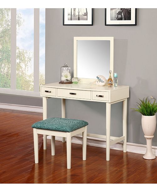 Linon Home Decor Garbo Vanity Set With Bench And Mirror Reviews