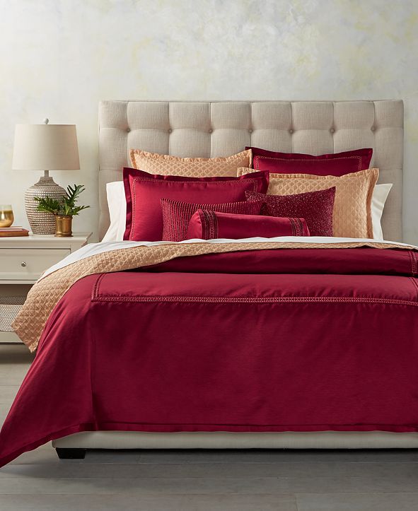 Hotel Collection CLOSEOUT! Red Luxe Border King Duvet Cover, Created