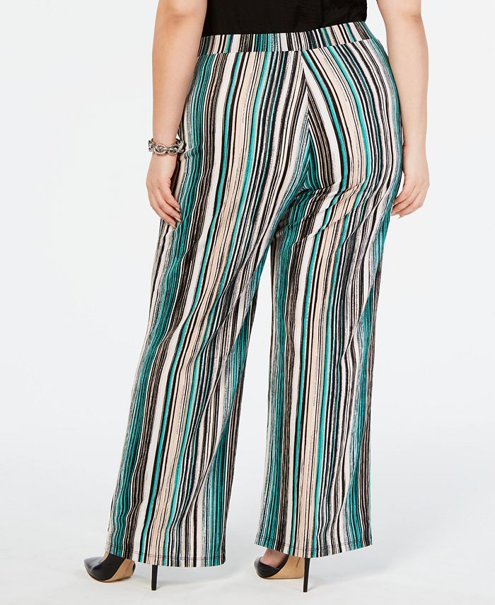 JM Collection Plus Size Striped Wide-Leg Pants, Created for Macy's - Macy's