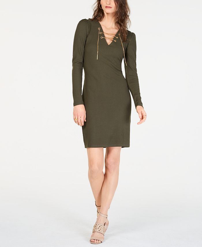 Michael Kors Ribbed Lace-Up Sweater Dress, In Regular & Petite Sizes ...
