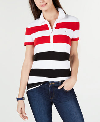 Tommy Hilfiger Striped Polo Top, Created for Macy's & Reviews - Tops ...