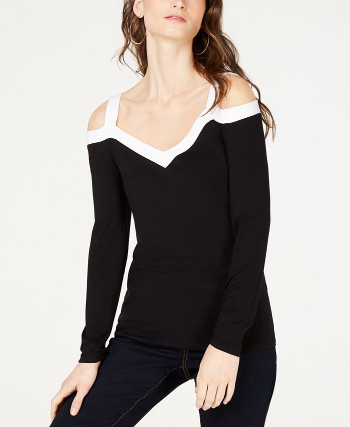 INC International Concepts INC Petite Colorblocked Cold-Shoulder Top ...