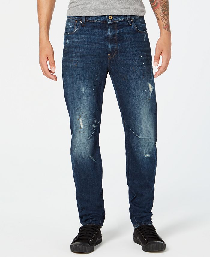 G-Star Raw Men's Arc 3D Relaxed Tapered-Fit Destroyed Paint-Splatter ...