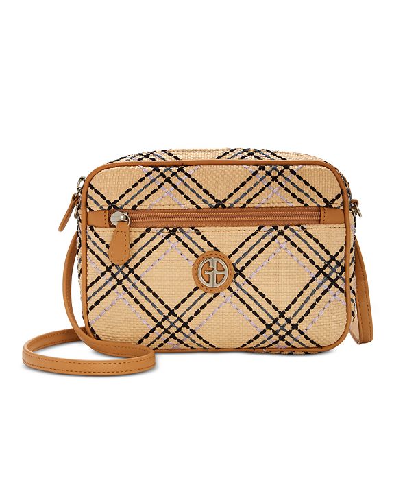 Giani Bernini Straw Plaid Convertible Camera Bag, Created for Macy&#39;s & Reviews - Handbags ...