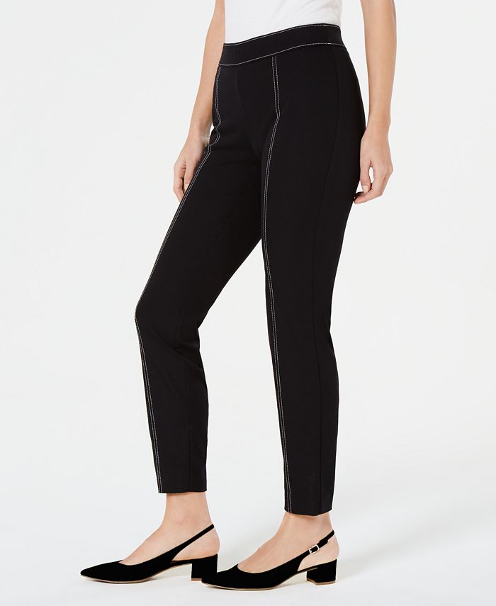 Alfani Petite Contrast-Stitch Skinny Pants, Created for Macy's ...