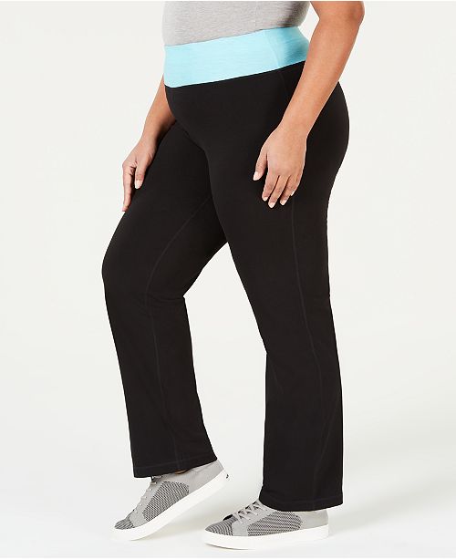 Ideology Plus Size Rapidry Open-Leg Yoga Pants, Created for Macy's ...