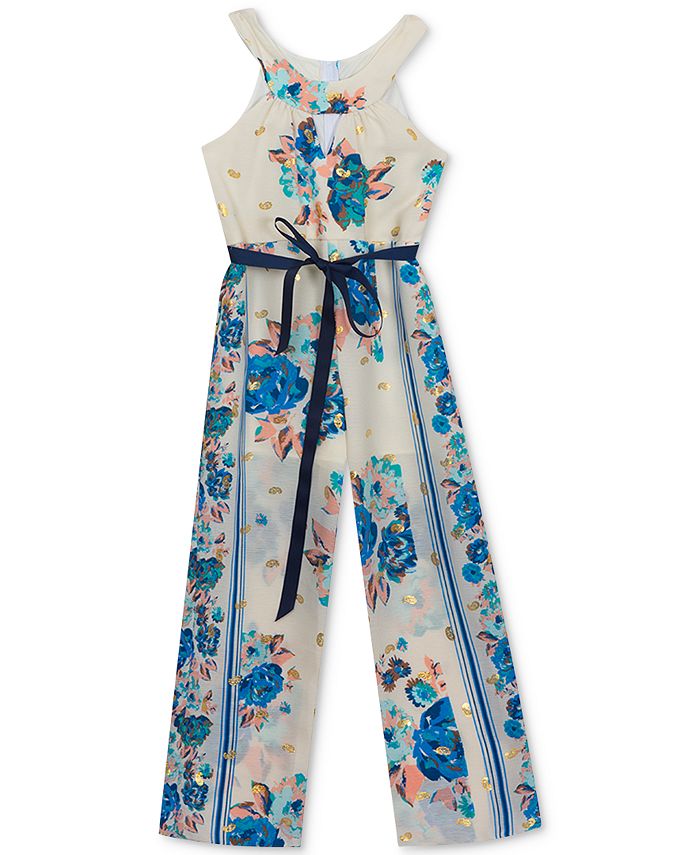 Rare Editions Big Girls FloralPrint Jumpsuit Macy's