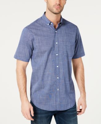 Club Room Men's Texture Check Stretch Cotton Shirt, Created for