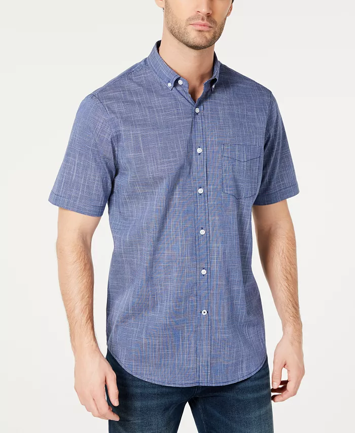 Men's Texture Check Stretch Cotton Shirt - thumbnail 6
