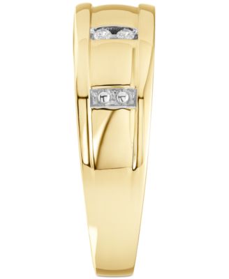 Men's Diamond Band (1/10 ct. t.w.) in 10k Yellow Gold and 10k White Gold