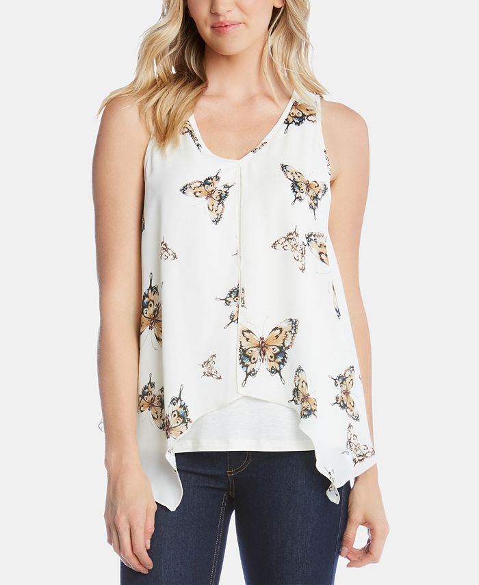 Karen Kane Butterfly Print Double Layer Tank Macy s