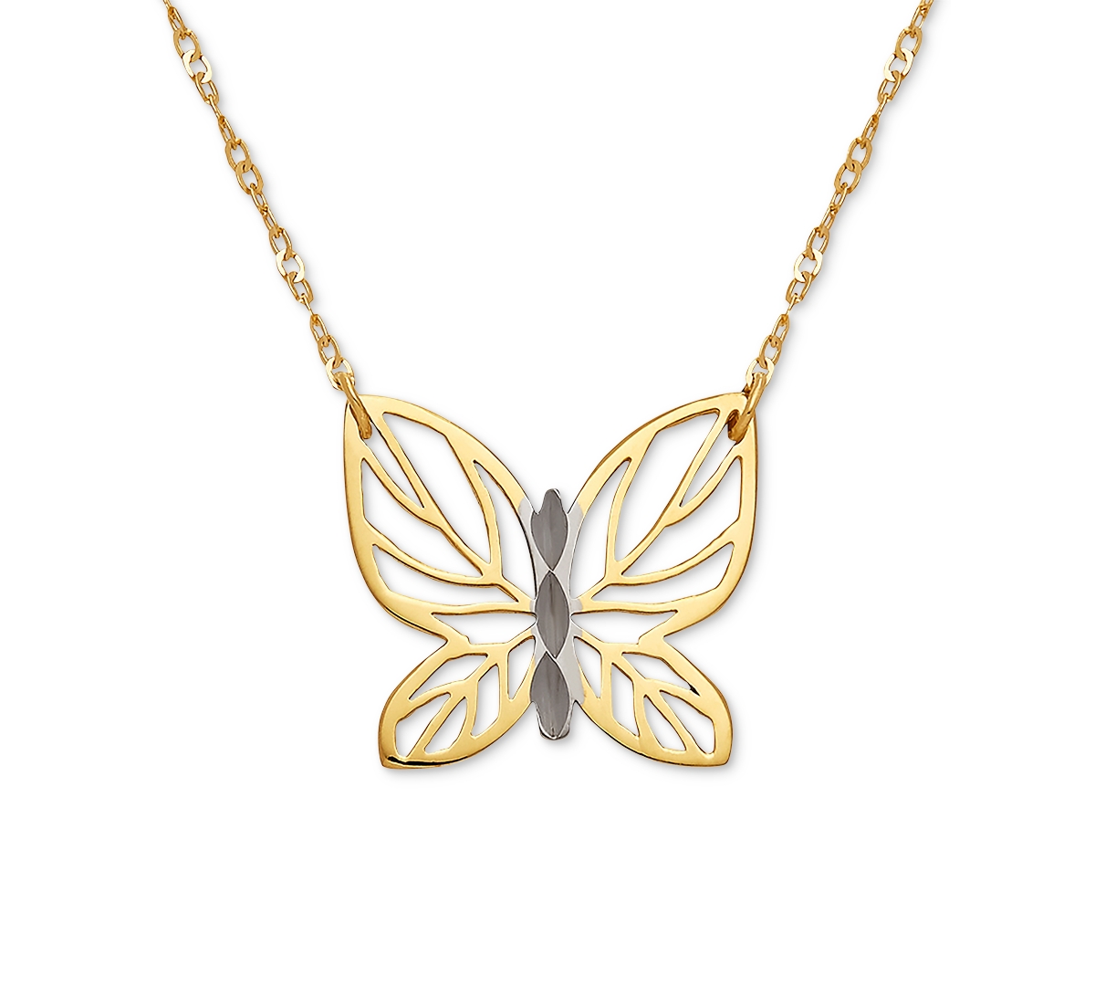 Butterfly 17" Pendant Necklace in 10k Gold - Yellow Gold