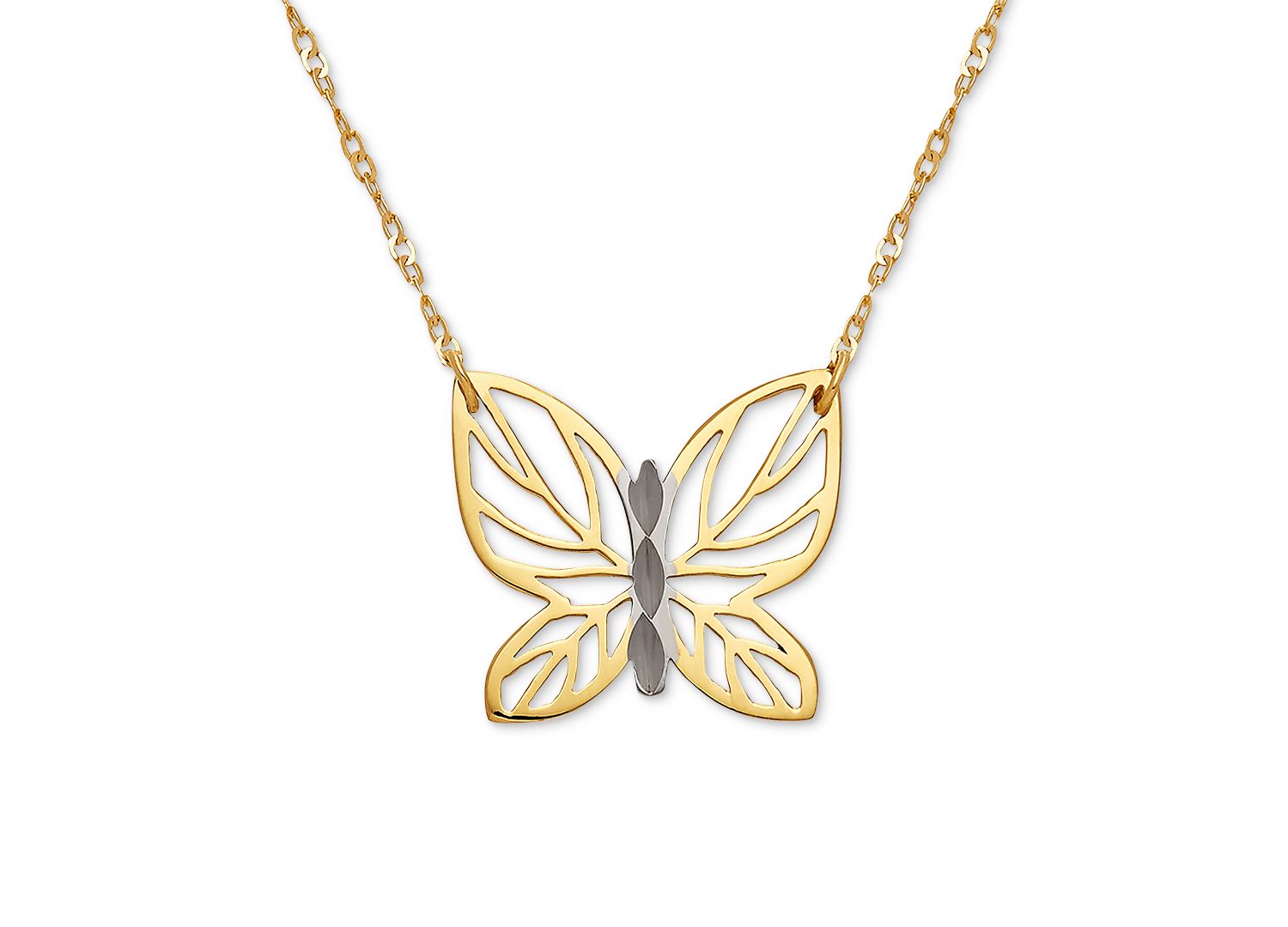 Butterfly 17" Pendant Necklace in 10k Gold