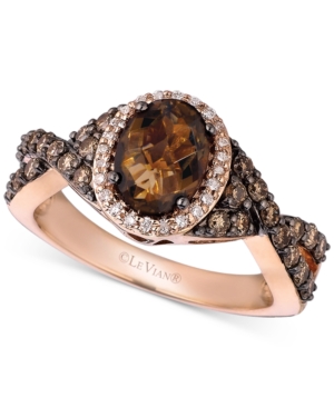 image of Le Vian Chocolate Quartz (1-1/8 ct. t.w.), Chocolate Diamond (1/2 ct. t.w.) and Vanilla Diamond (1/10 ct. t.w.) Ring in 14k Rose Gold